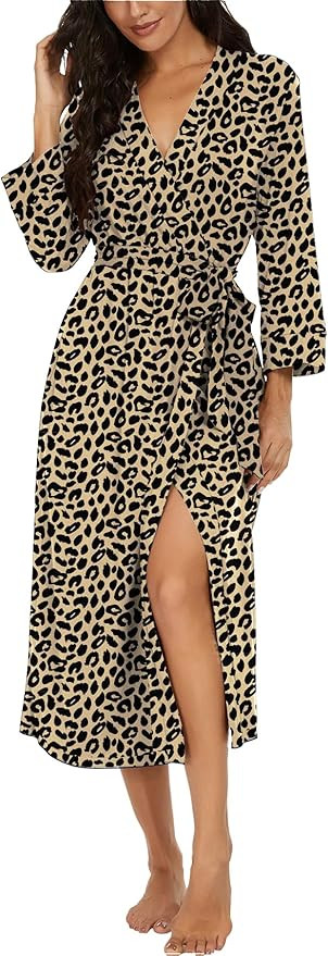 VINTATRE Women Kimono Robes Long Knit Bathrobe Lightweight Soft Knit Sleepwear V-neck Casual Ladi... | Amazon (US)