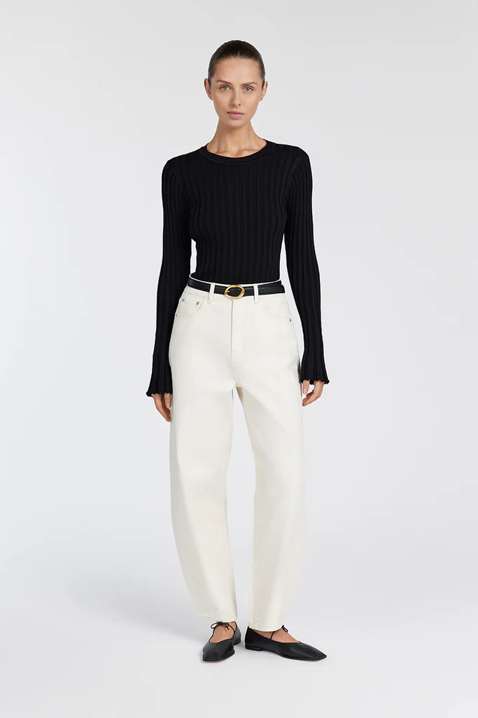 ADA BLACK LONG SLEEVE KNIT TOP | DISSH