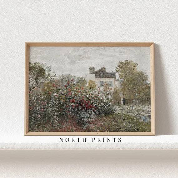 Cottage Oil Painting | Rose Garden Wall Art | Vintage Muted Print | PRINTABLE Digital | 131 | Etsy (US)