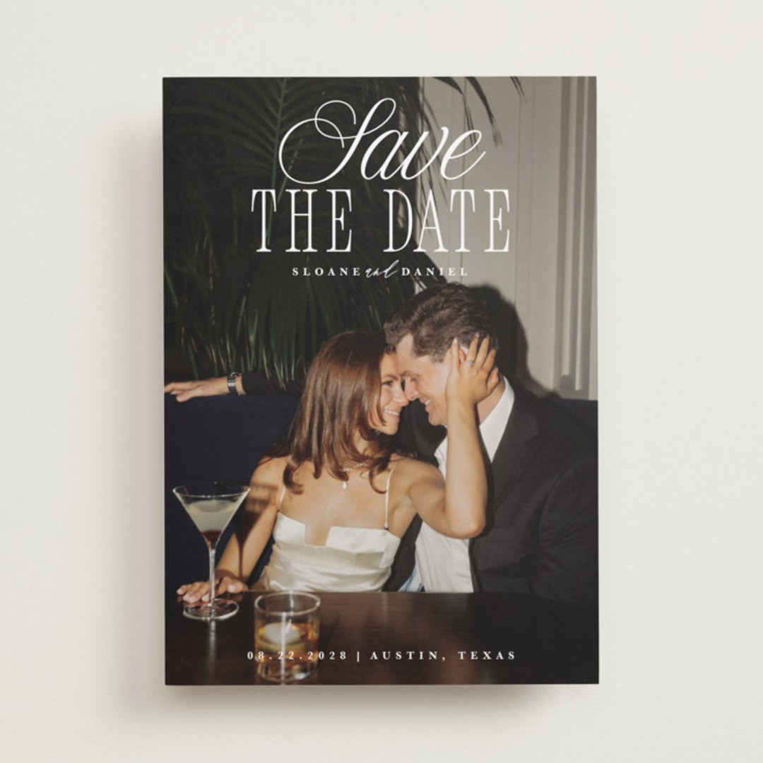 "His & Hers" - Customizable Save The Date Cards in White by Maria Alou. | Minted
