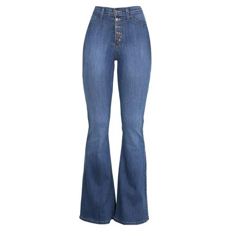 Wovilon Flare Jeans Bell Bottom Jeans for Women Women Button Up Bell Bottom Jeans Ripped Flare Fitted Denim Pants Size | Walmart (US)