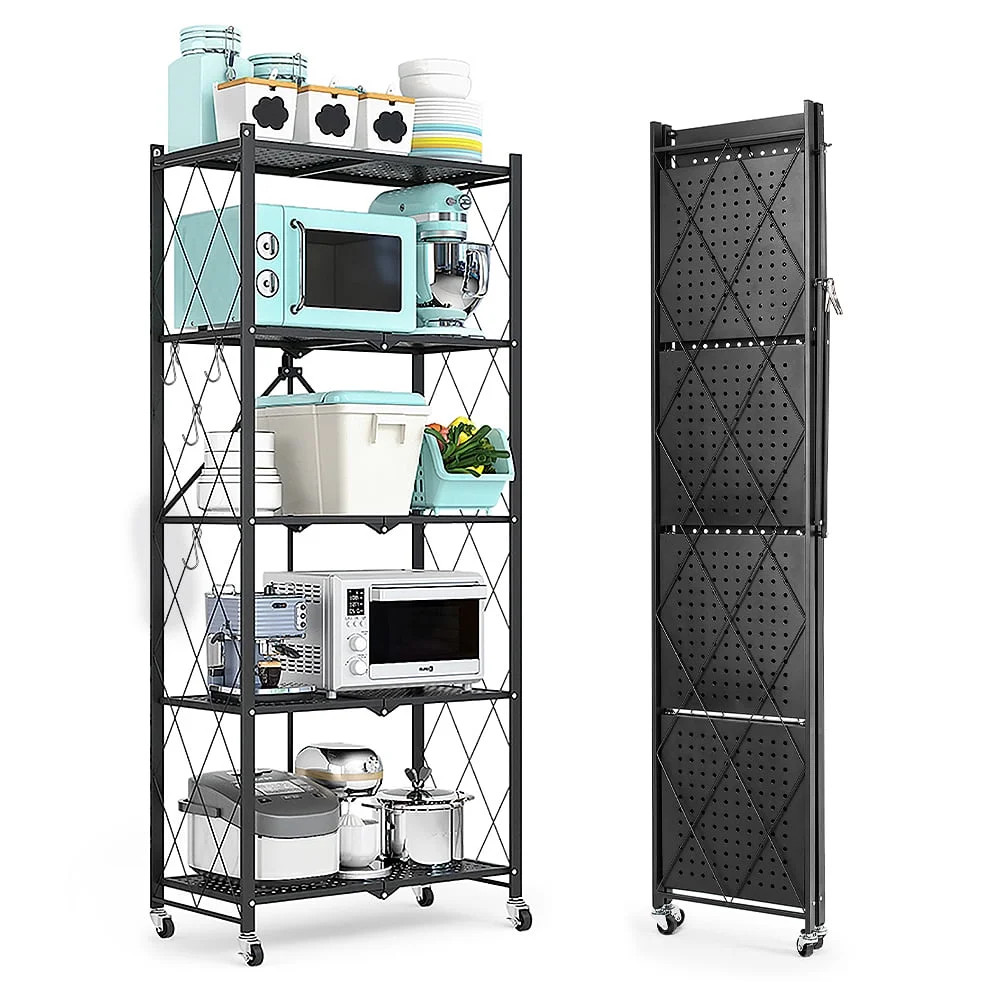COOKCOK 5-Tier Storage Shelving Unit,Heavy Duty Metal Shelf 27.9"x13.4"x62.5,Foldable Storage She... | Walmart (US)