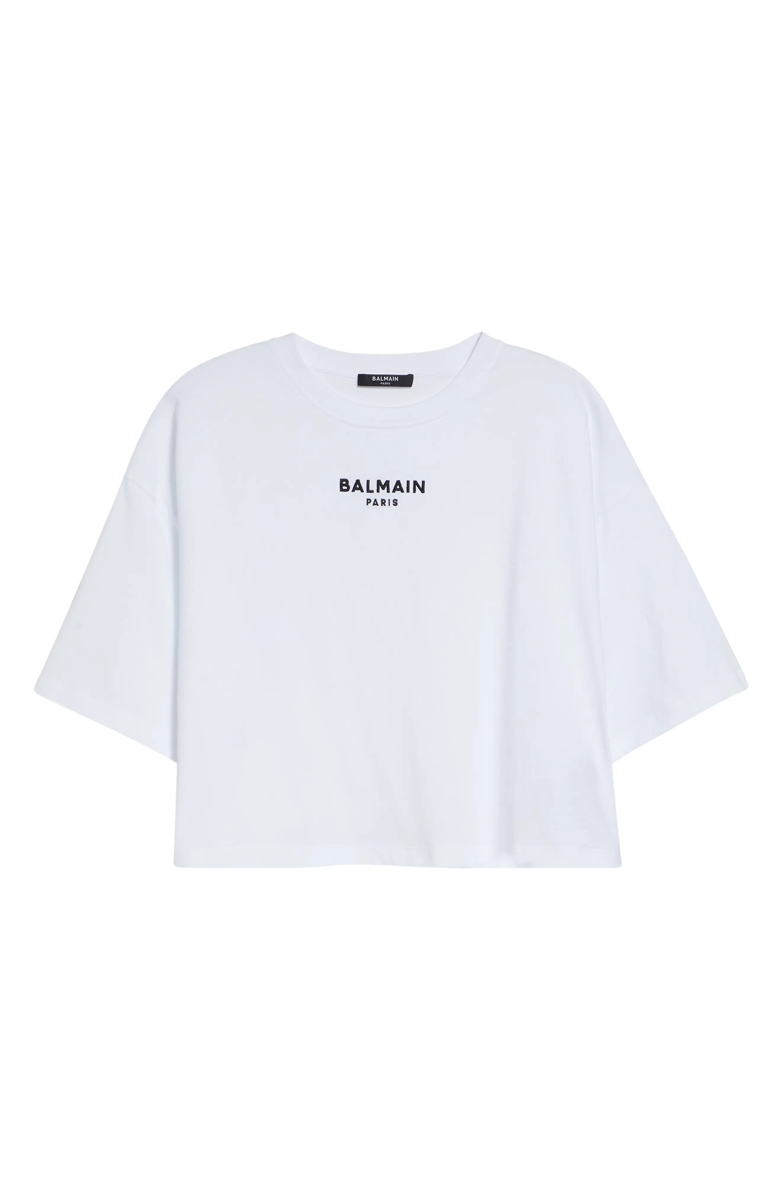Crop Embroidered Balmain Paris Cotton T-Shirt (Women) | Nordstrom | Nordstrom
