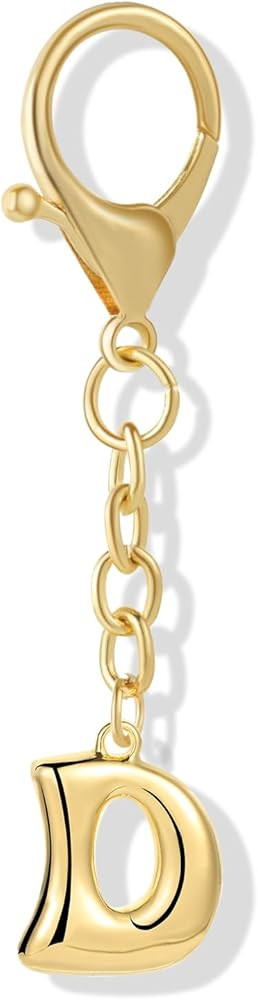 Gold Plated Bubble Initial Letter Keychain for Women Car Key Bag Purse Decorative Keyring Charm A... | Amazon (US)