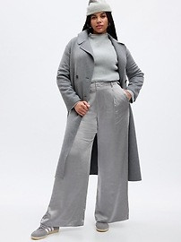 High Rise Pleated Satin Wide-Leg Trousers | Gap (US)