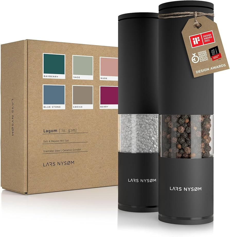 LARS NYSØM Salt and Pepper Mills Set Stainless Steel with Adjustable Ceramic Grinder 2 pieces I ... | Amazon (US)