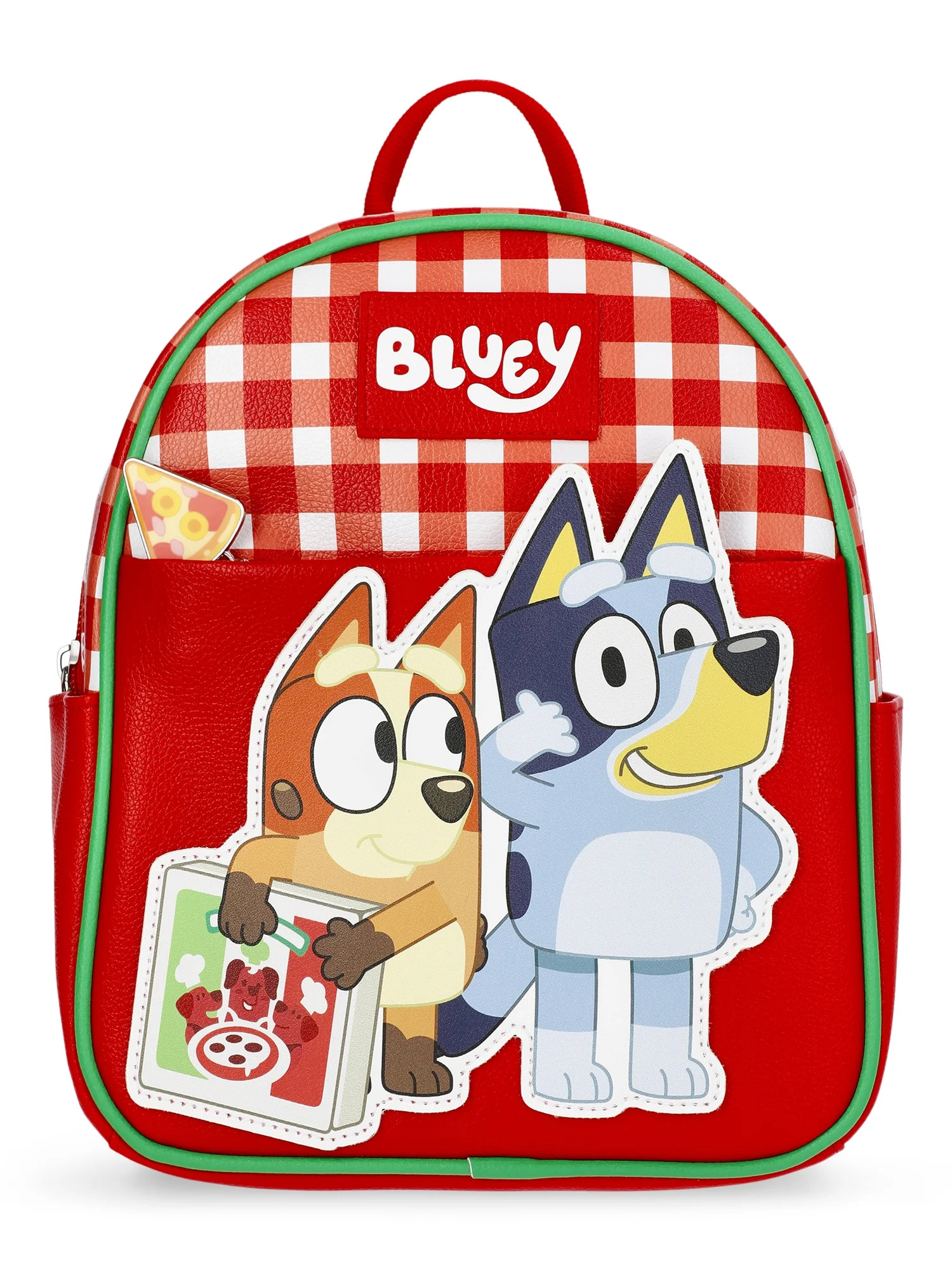 Bluey Women's Pizza Delivery Faux Leather Mini Backpack, 10.5", Red Gingham | Walmart (US)