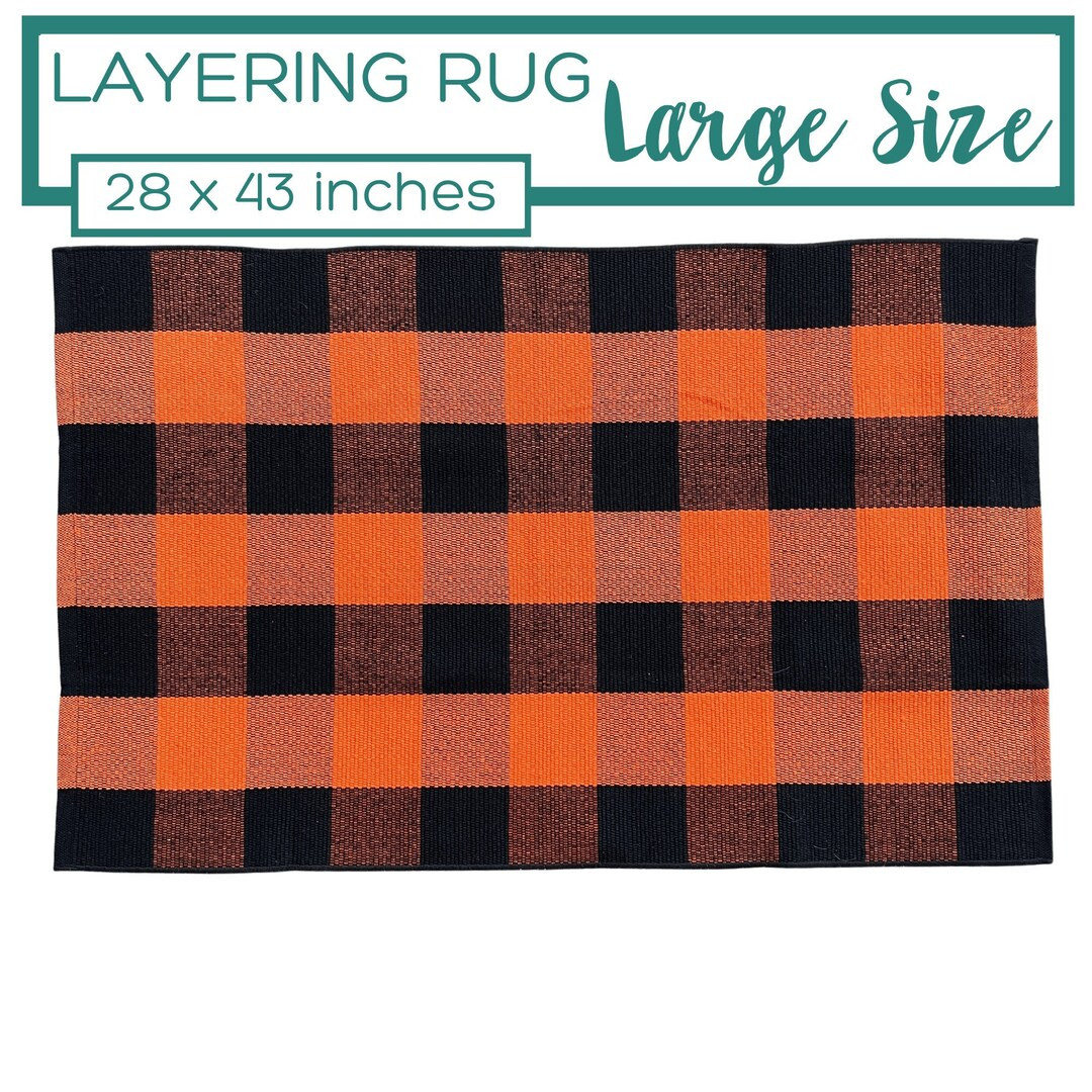 Orange Accent Rug Doormat Layering Rug Buffalo Check Rug - Etsy | Etsy (US)