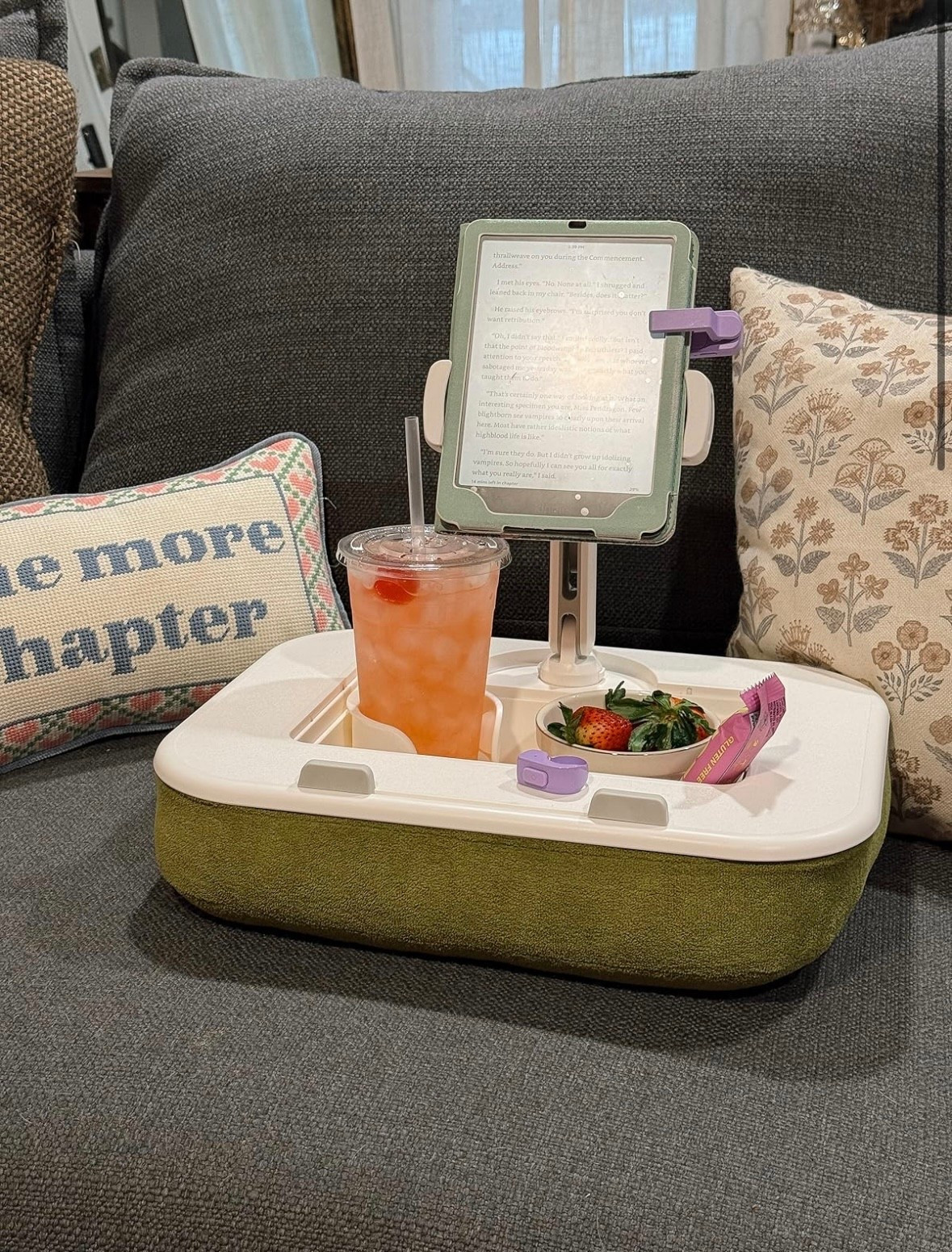 
Looking for the perfect reading setup? You need this cozy pillow stand/laptop lap desk with snack & drink tray. Also my wireless kindle page turner! Coziest reading vibes! #readingnook

#LTKmomlife #LTKselfcare #LTKHome