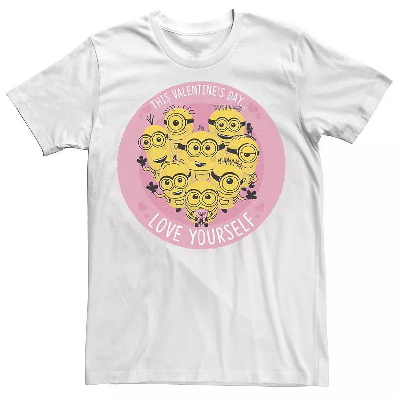 Men's Minions This Valentine's Day Love Yourself Group Shot Tee, Size: Medium, White | Kohl's