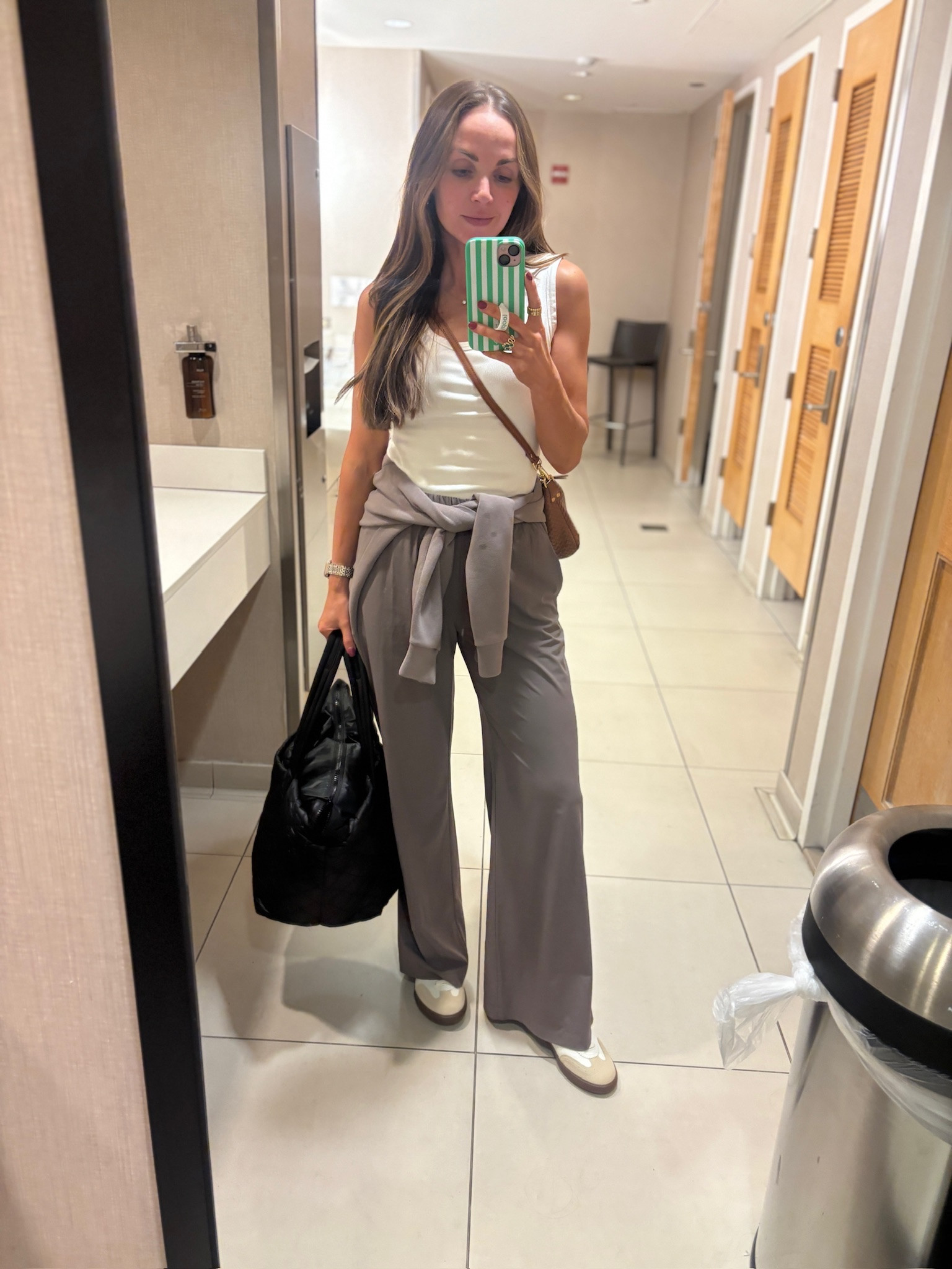 @nordstrom pants that are perfect for travel! @Quince travel bag on the go!

#LTKgrwm #LTKTravel