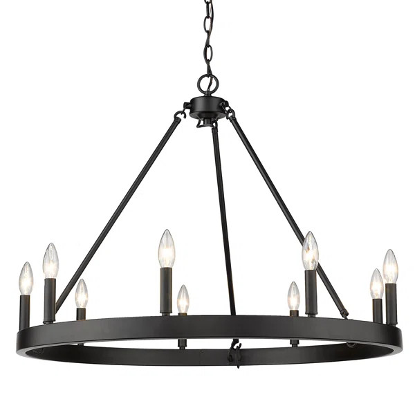 Emmalynn 9 - Light Dimmable Wagon Wheel Chandelier | Wayfair North America