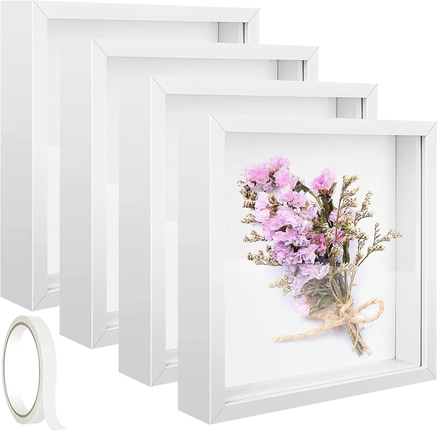 4 Pack 8 x 8in Shadow Box Picture Frame 3D Frames Shadow Box Square Acrylic Shadow Boxes Display ... | Amazon (US)