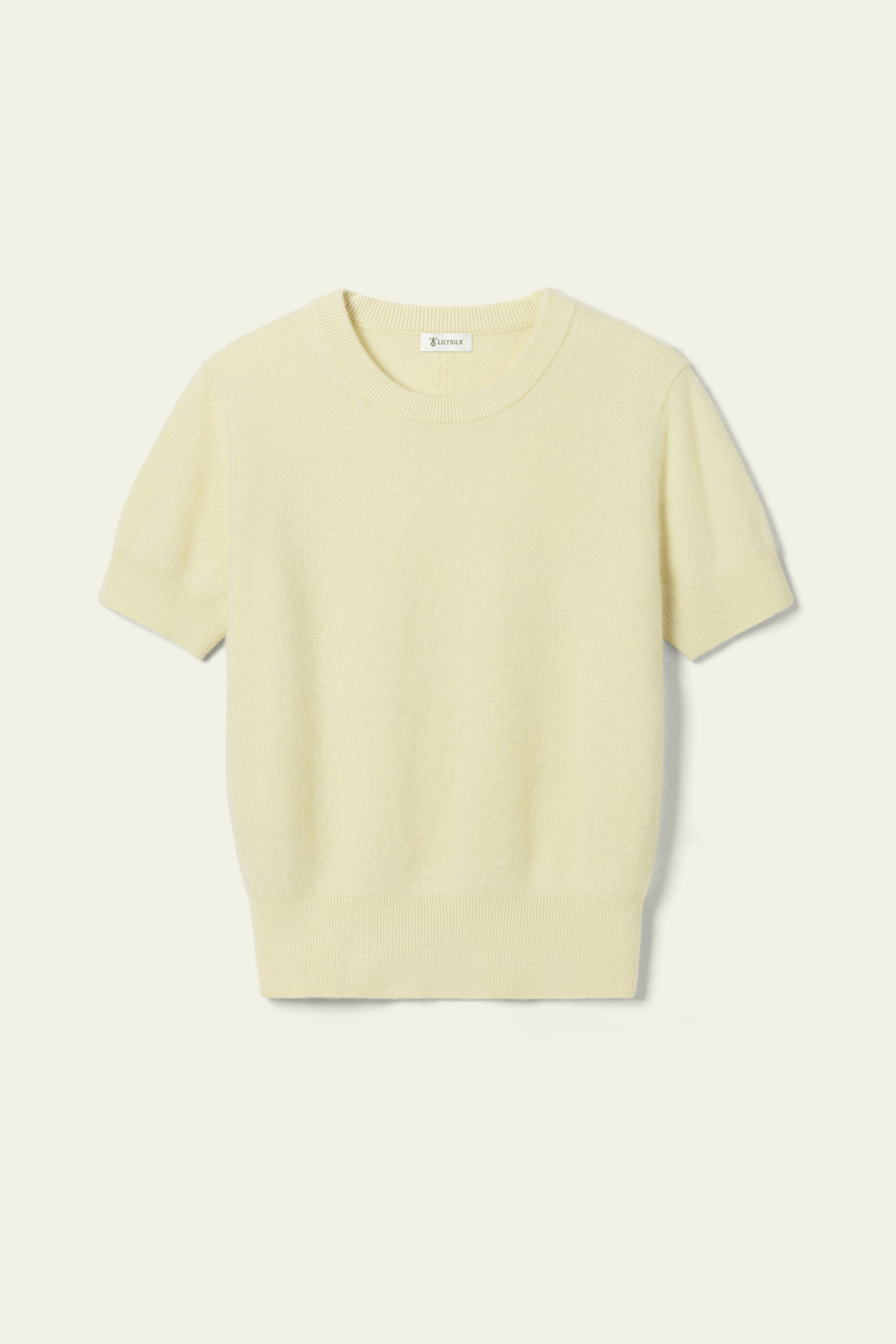 Brushed Cashmere Short-Sleeve Sweater | LILYSILK