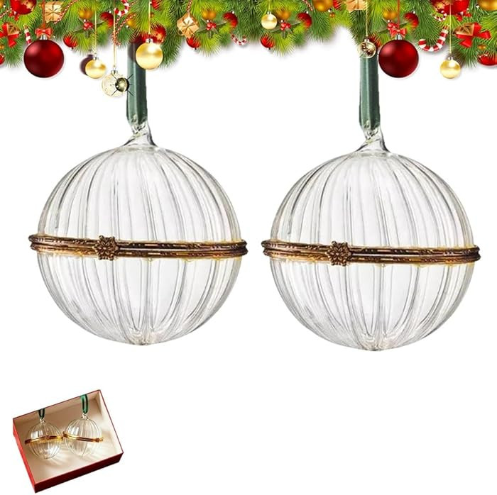 Christmas Ornament Ball, Hinged Christmas Tree Ornament with Ribbon Accent, Fillable Ornament, Wi... | Amazon (US)