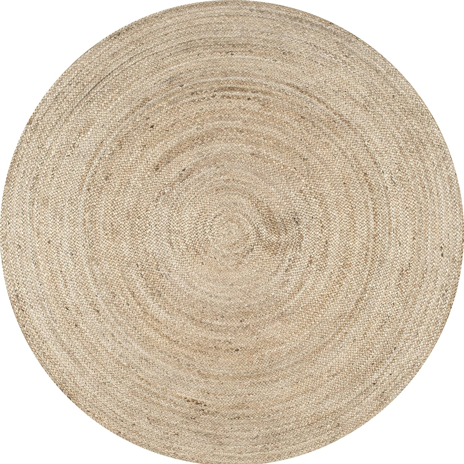 nuLOOM Rigo Hand Woven Farmhouse Jute Area Rug, 4' Round, Natural | Amazon (US)
