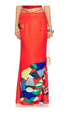 YLLW THE LABEL Athena Ring Skirt in Red Geometric from Revolve.com | Revolve Clothing (Global)