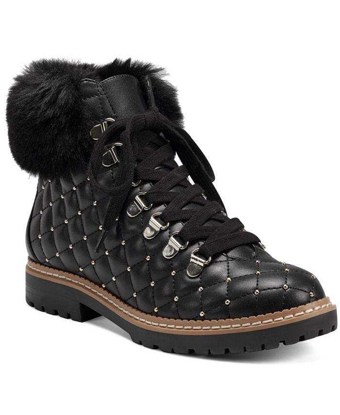 INC Women's Pravale Lace-Up Lug Sole Hiker Bling Booties, Created for Macy's | Macys (US)