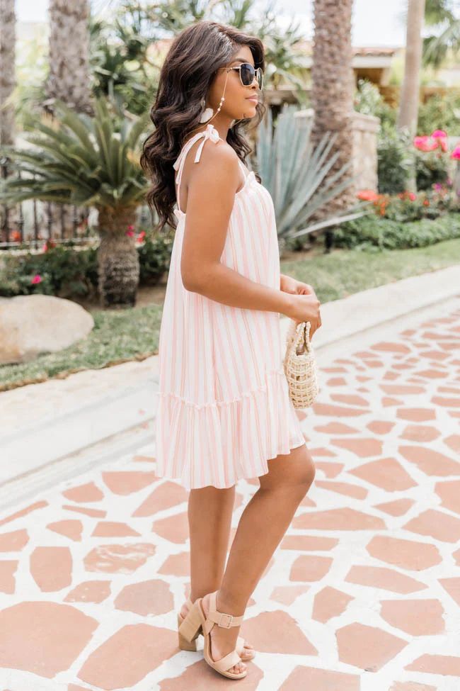 Sweet On You Striped Coral/Pink Dress FINAL SALE | The Pink Lily Boutique