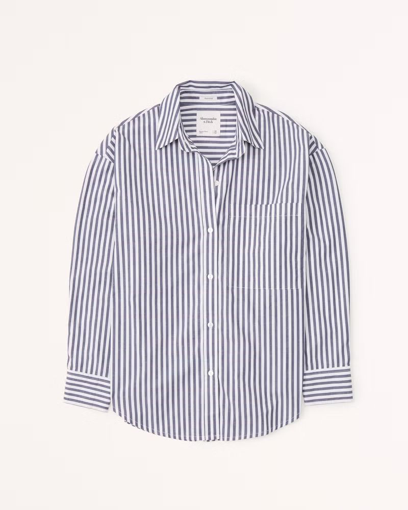 Oversized Poplin Button-Up Shirt | Abercrombie & Fitch (UK)