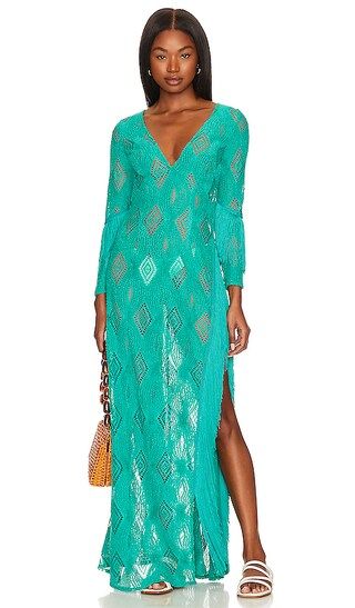 Victoria Maxi Dress in Green | Crochet Maxi Dress Long Sleeve Maxi Dress With Sleeves Fringe Dress | Revolve Clothing (Global)