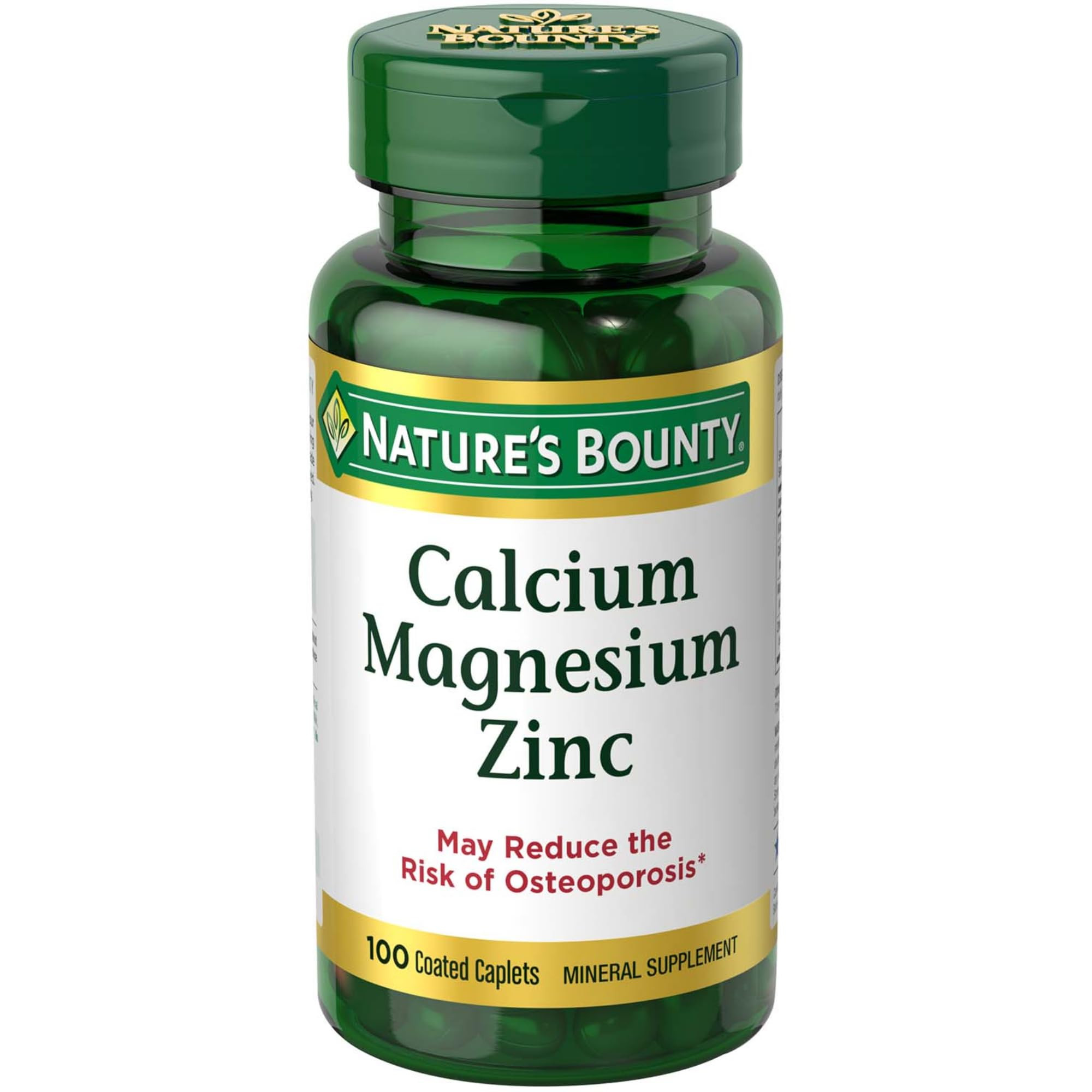 Nature's Bounty Calcium Magnesium & Zinc Caplets, Immune & Bone Health, Daily Supplement, 1000mg ... | Amazon (US)