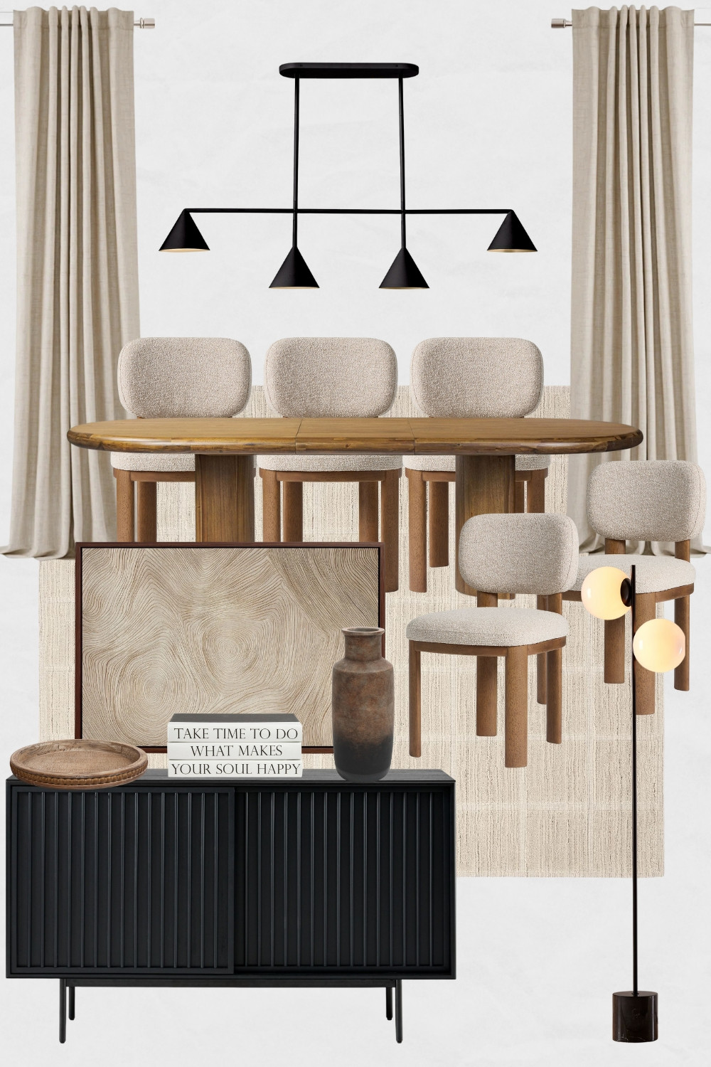 Transitional Dining Room Design, Dining Room Moodboard, McGee Style Dining Room Style, Cozy Dining Room, Modern Dining Room Interiors, Dining table, Dining Chairs, Black Sideboard, Floor Lamp

#homedecor #diningroom #diningtable #diningchairs #transitionalhome #mcgeestyle  

 

#LTKHome #LTKSaleAlert