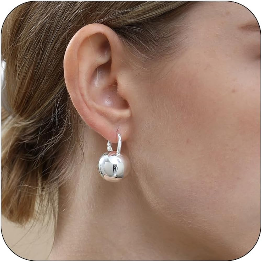 Ascona Gold/Silver Hoop Earrings, Gold Ball Drop Dangle Earrings for Women, Hypoallergenic Lightw... | Amazon (US)