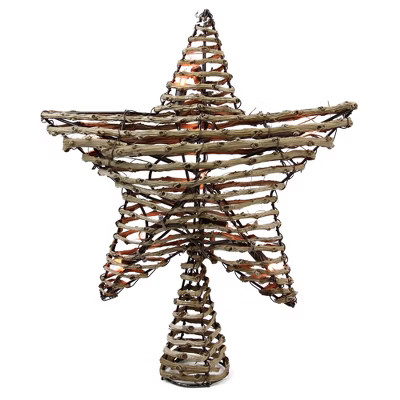 Northlight 11.5" Lighted Brown Star Christmas Tree Topper - Clear Lights | Target