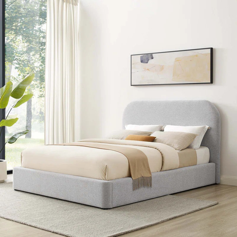 Keynote Upholstered Fabric Curved Platform Bed | Wayfair North America