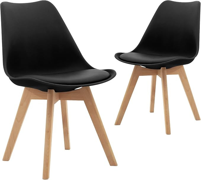 CangLong Mid Century Modern DSW Side Chair with Wood Legs for Kitchen, Living Dining Room, Set of... | Amazon (US)