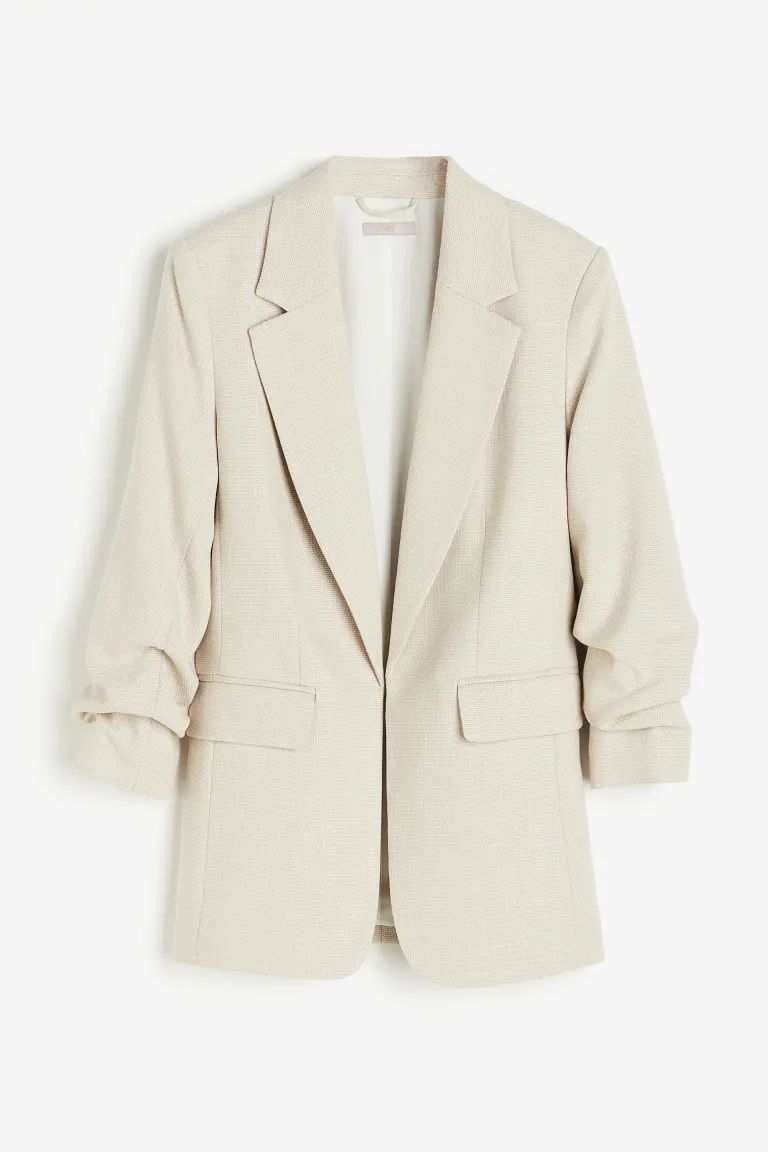 Gathered-sleeve Jacket - Light beige - Ladies | H&M US | H&M (US + CA)