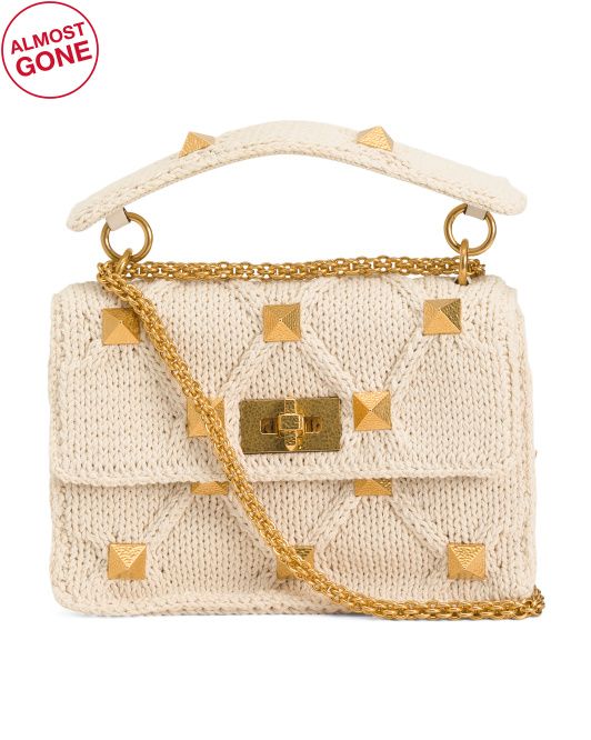 Made In Italy Wool Roman Stud Shoulder Bag With Chain Strap | TJ Maxx