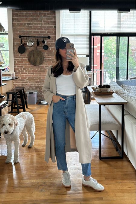 Best selling tank and jeans are on sale! 15% off + an extra 15% off with code DRESSFEST. Size down .5 in the sambas and spezials. Trench coat is a buttery soft/flexible material 

#LTKSaleAlert