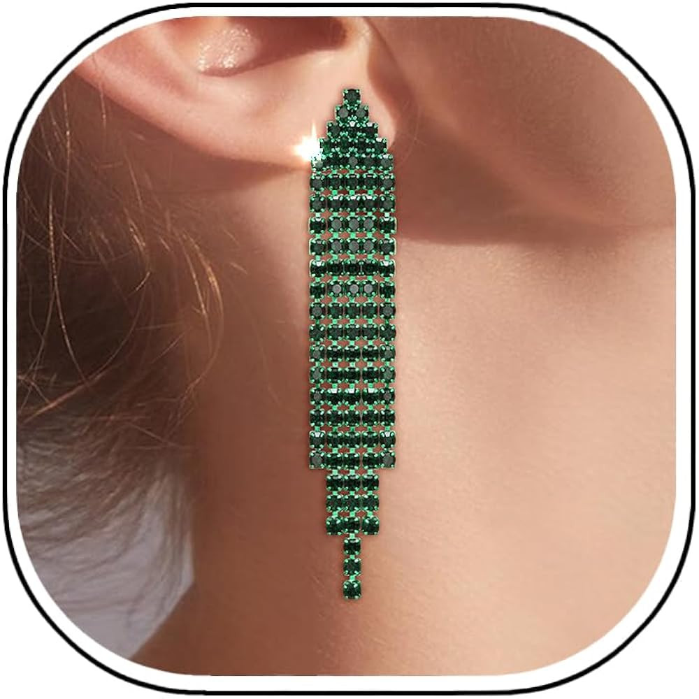 EleQueen Rhinestone Chandelier Statement Tassel Earrings for Women, Linear Drop Dangle Earrings C... | Amazon (US)