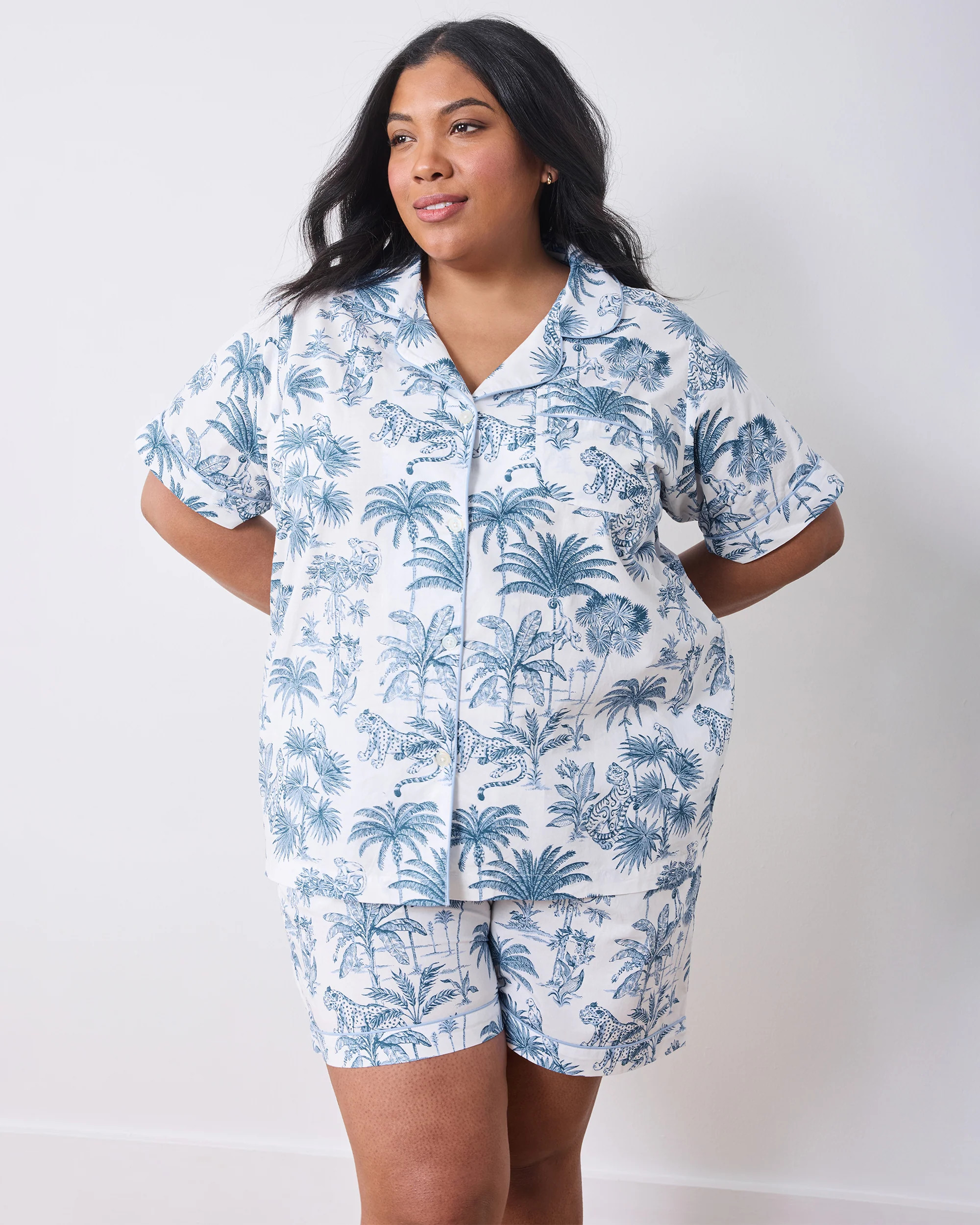 Tropical Toile - Short PJ Set - Cloud | Printfresh
