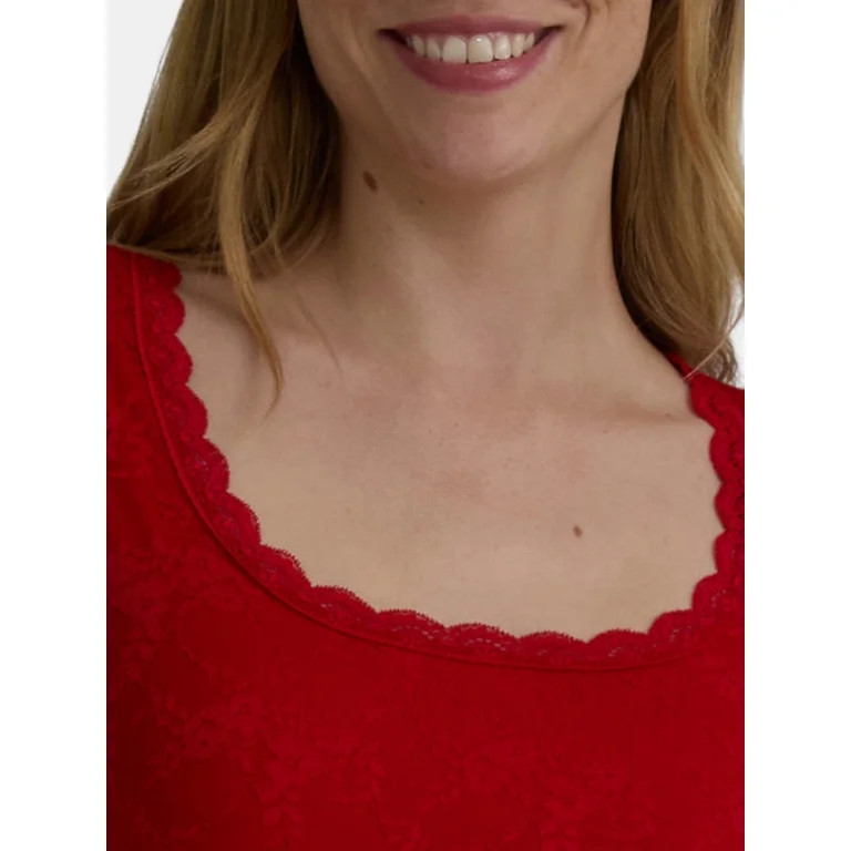 Madden NYC Women's Lace Scoop Neck Top with Long Sleeves, Sizes XXS-XXL | Walmart (US)