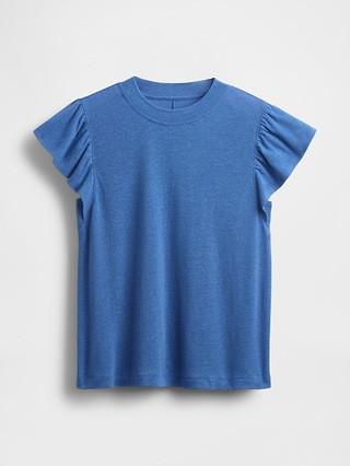 Linen-Blend Flutter-Sleeve T-Shirt | Gap (US)
