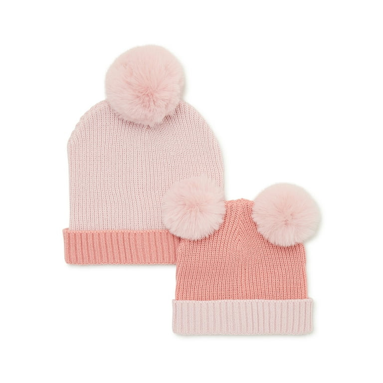 Women's and Kids Mommy & Me Pink Smoke Beanie Set, 2-Piece | Walmart (US)