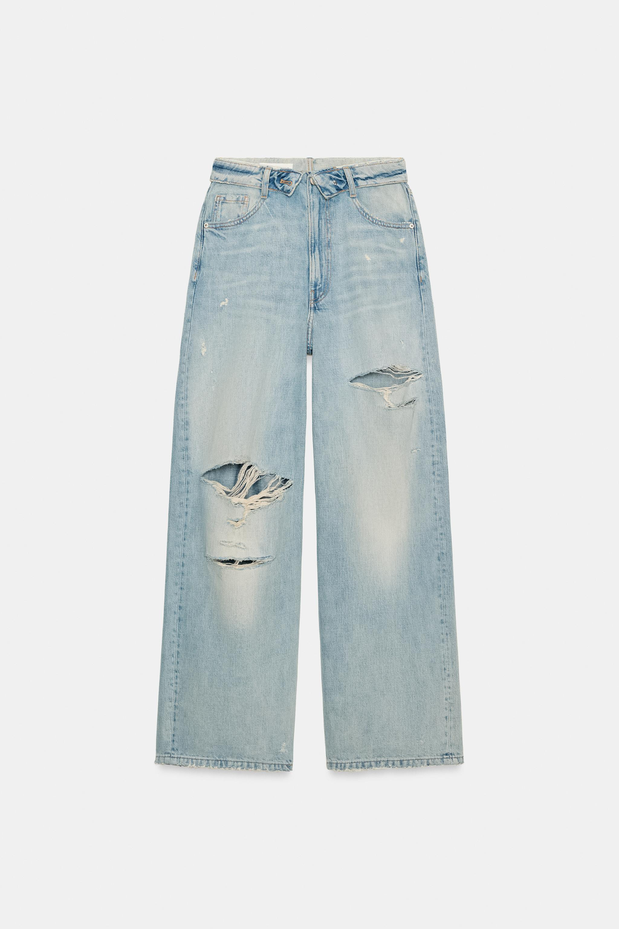 TRF FOLDED WAIST MID-WAIST JEANS | Zara UK