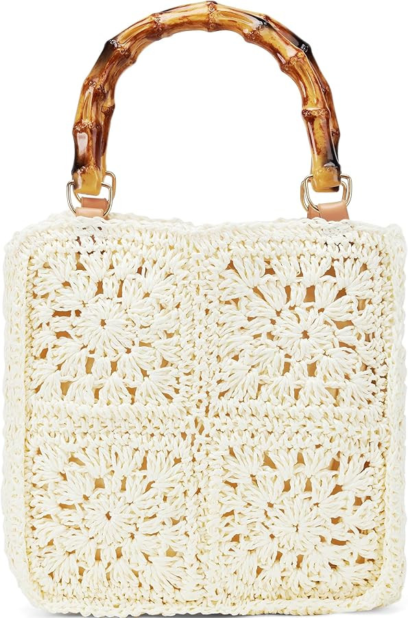 small tote bag beach tote bag straw beach bag crochet tote bag straw bag for women packable beach... | Amazon (US)