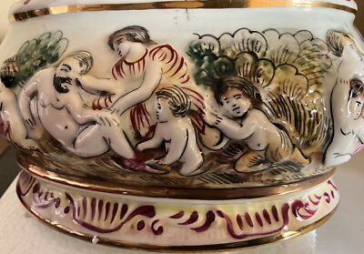Vintage Capodimonte Oval Pedestal Planter/Centerpiece Cherubs Angels Italy Trees | eBay | eBay US