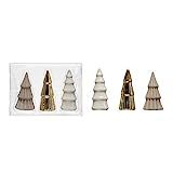 Creative Co-Op 1-1/2" Round x 3-1/4"H Stoneware Trees, Grey, Gold & White, Boxed Set of 3 Figures... | Amazon (US)