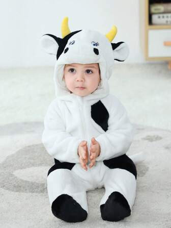 Baby Girl 3D Cow Design Hooded Costume Jumpsuit | SHEIN