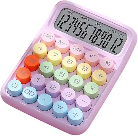 Mechanical Calculator-Colorful Candy-Colored Calculator Cute 12 Digit Large LCD Display Big Round... | Amazon (US)