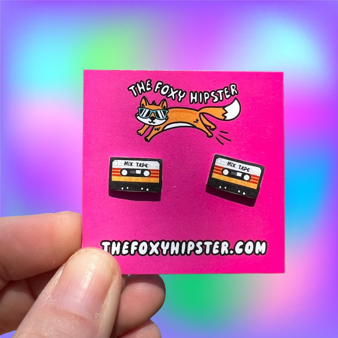 Mixtape Cassette Tape Retro Stud Earrings Gift Idea - Etsy | Etsy (US)