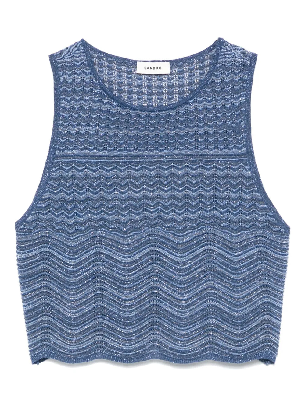 SANDRO glitter-knit Top | Blue | FARFETCH | Farfetch Global