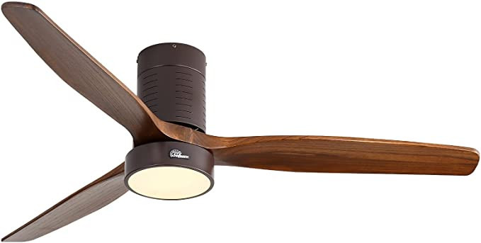 Sofucor Flush Mount Ceiling Fan, Low Profile Ceiling Fan with Lights Remote Control, Wood Ceiling... | Amazon (US)