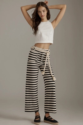 The Colette Striped Knit Crop Wide-Leg Pants by Maeve | Anthropologie (US)