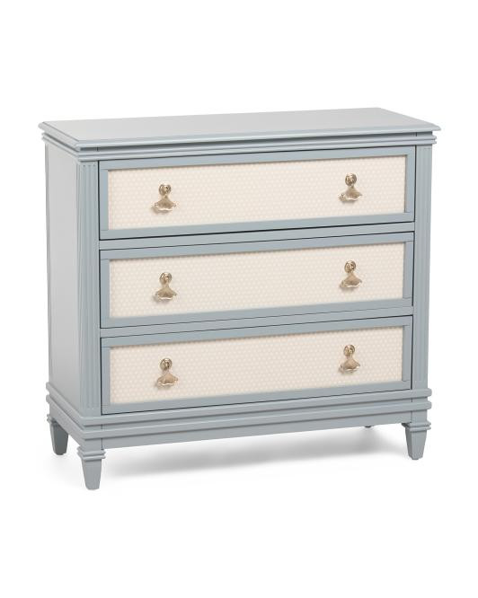 34x31.75 3 Drawer Chest With Cane Detail | TJ Maxx